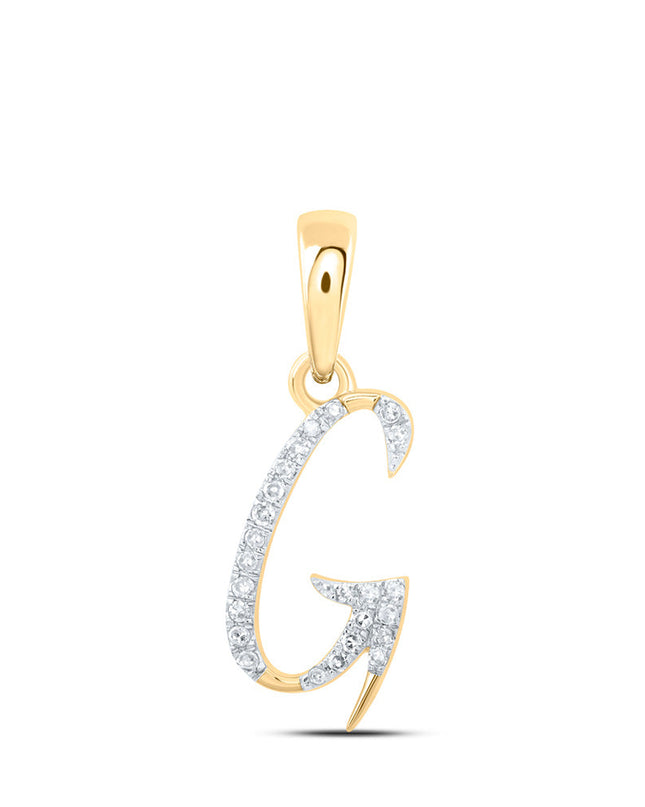 10kt Yellow Gold Womens Round Diamond G Initial Letter Pendant 1/12 Cttw