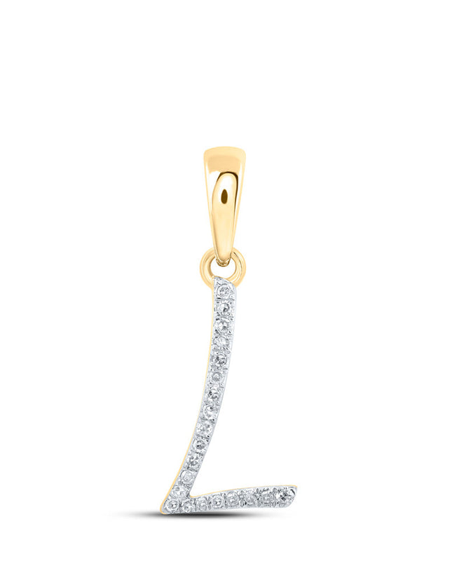 10kt Yellow Gold Womens Round Diamond L Initial Letter Pendant 1/20 Cttw