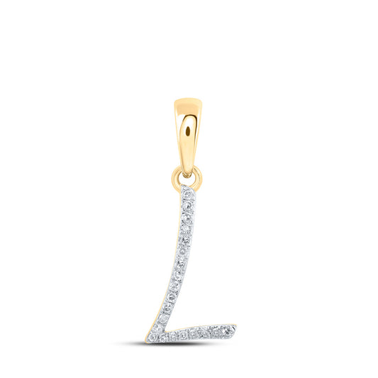 10kt Yellow Gold Womens Round Diamond L Initial Letter Pendant 1/20 Cttw