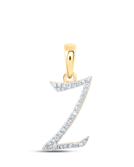 10kt Yellow Gold Womens Round Diamond Z Initial Letter Pendant 1/10 Cttw