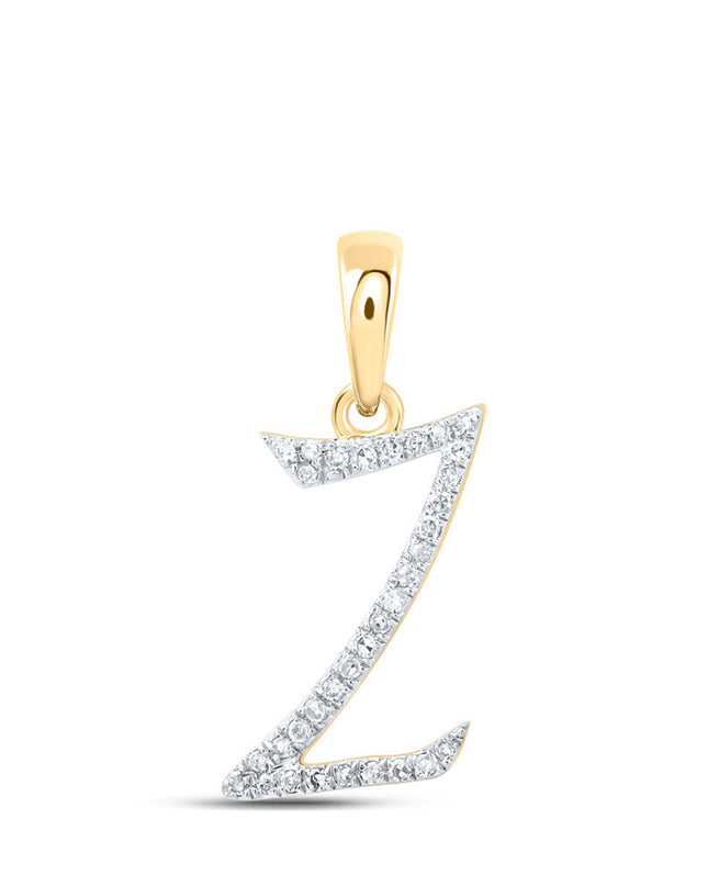 10kt Yellow Gold Womens Round Diamond Z Initial Letter Pendant 1/10 Cttw