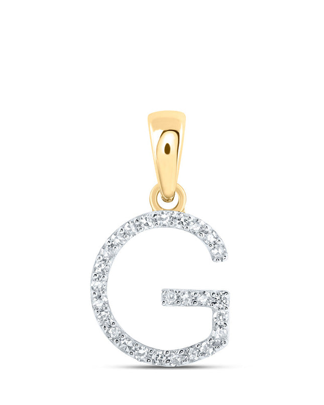 10kt Yellow Gold Womens Round Diamond G Initial Letter Pendant 1/10 Cttw