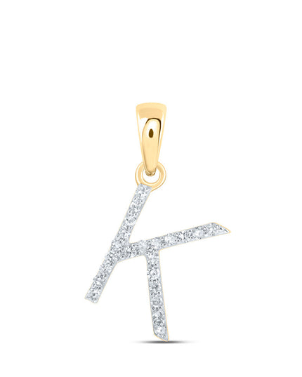 10kt Yellow Gold Womens Round Diamond K Initial Letter Pendant 1/10 Cttw