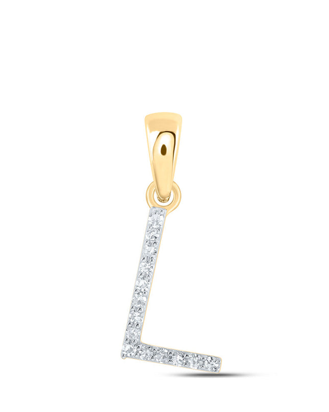 10kt Yellow Gold Womens Round Diamond L Initial Letter Pendant 1/20 Cttw