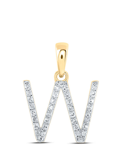 10kt Yellow Gold Womens Round Diamond W Initial Letter Pendant 1/8 Cttw
