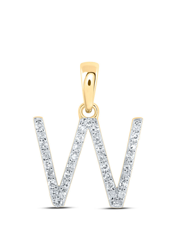 10kt Yellow Gold Womens Round Diamond W Initial Letter Pendant 1/8 Cttw
