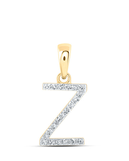 10kt Yellow Gold Womens Round Diamond Z Initial Letter Pendant 1/10 Cttw