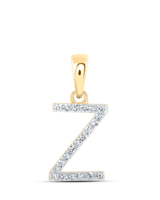 10kt Yellow Gold Womens Round Diamond Z Initial Letter Pendant 1/10 Cttw