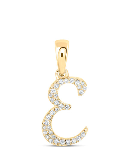 10kt Yellow Gold Womens Round Diamond E Initial Letter Pendant 1/8 Cttw