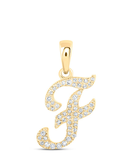 10kt Yellow Gold Womens Round Diamond F Initial Letter Pendant 1/8 Cttw