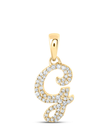 10kt Yellow Gold Womens Round Diamond G Initial Letter Pendant 1/6 Cttw