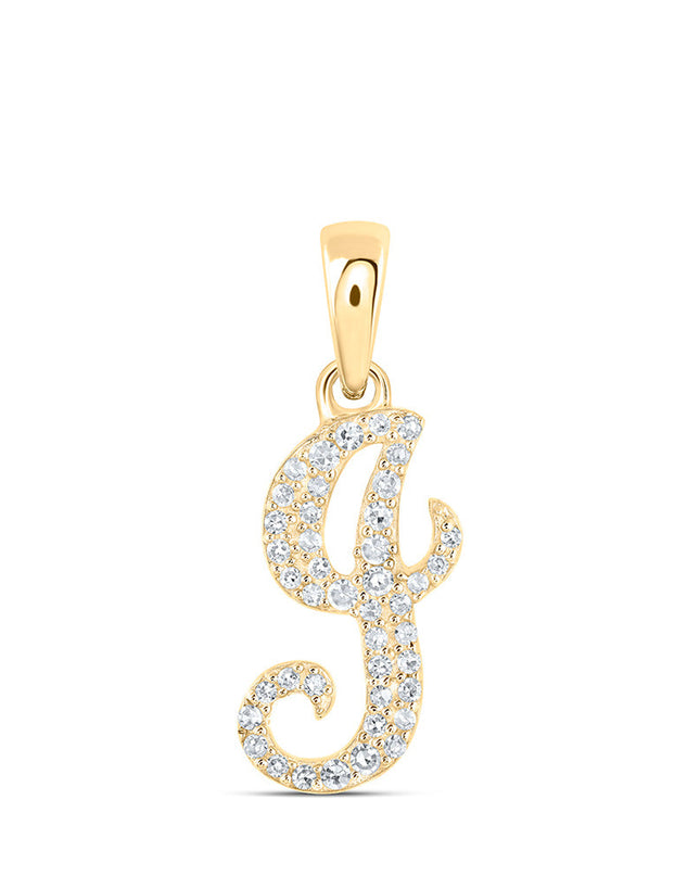 10kt Yellow Gold Womens Round Diamond J Initial Letter Pendant 1/8 Cttw