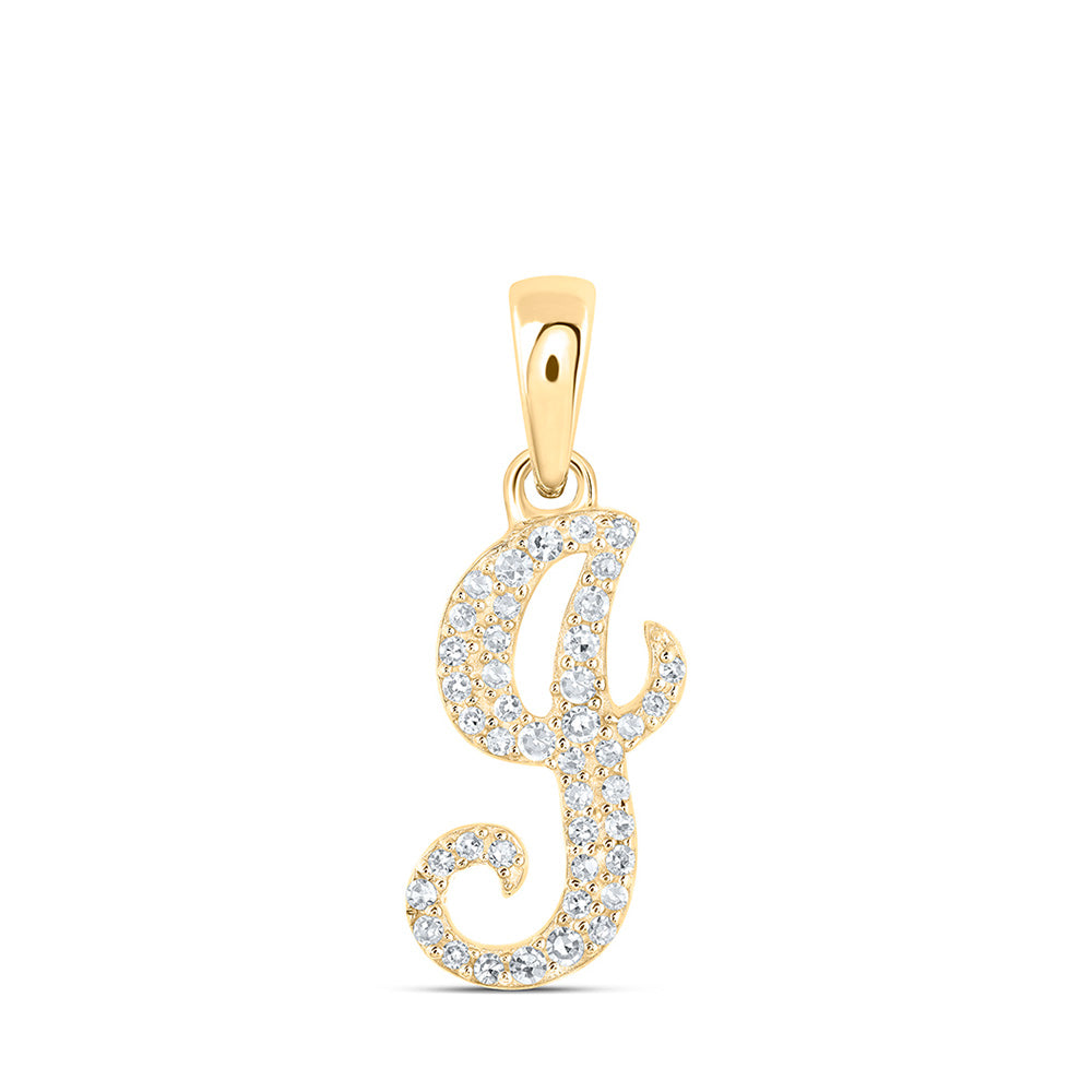 10kt Yellow Gold Womens Round Diamond J Initial Letter Pendant 1/8 Cttw