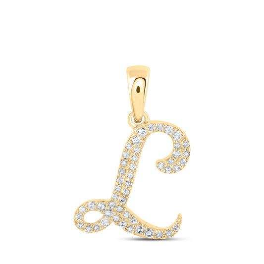 10kt Yellow Gold Womens Round Diamond L Initial Letter Pendant 1/8 Cttw