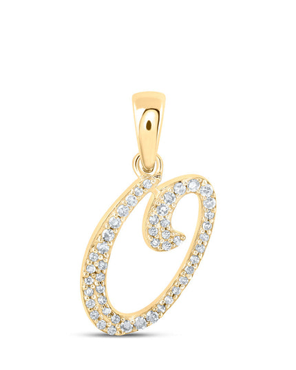 10kt Yellow Gold Womens Round Diamond O Initial Letter Pendant 1/8 Cttw
