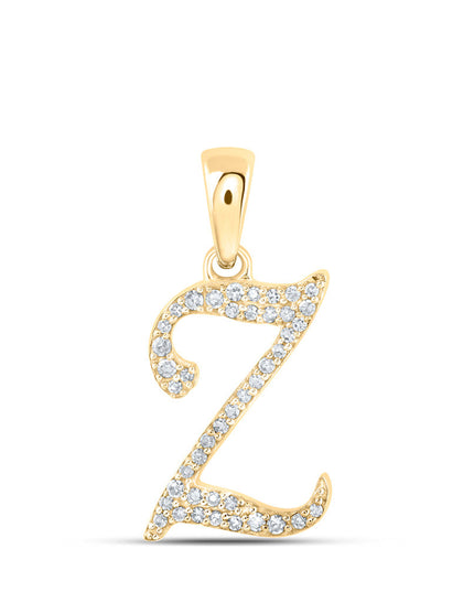 10kt Yellow Gold Womens Round Diamond Z Initial Letter Pendant 1/10 Cttw