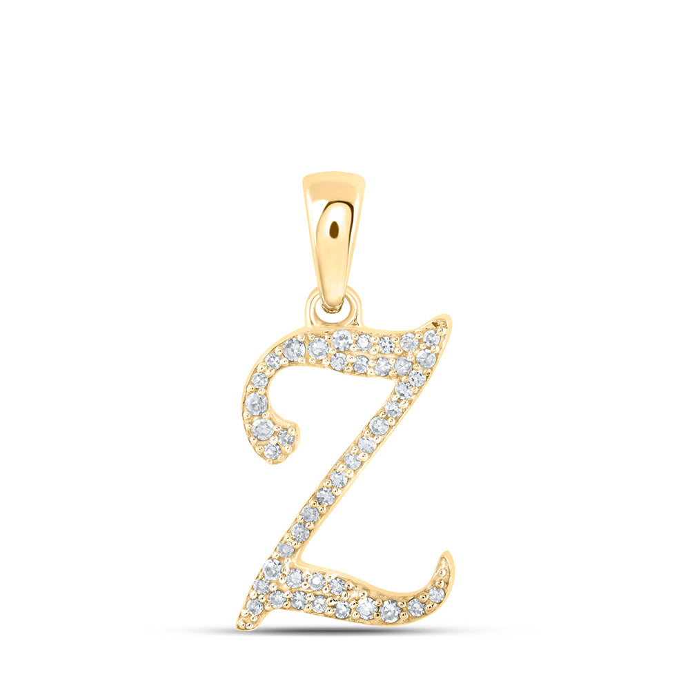 10kt Yellow Gold Womens Round Diamond Z Initial Letter Pendant 1/10 Cttw