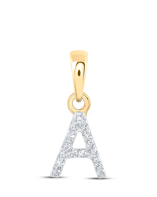 10kt Yellow Gold Womens Round Diamond A Initial Letter Pendant .03 Cttw