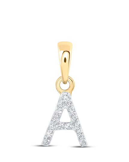 10kt Yellow Gold Womens Round Diamond A Initial Letter Pendant .03 Cttw