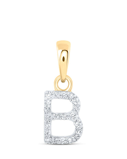 10kt Yellow Gold Womens Round Diamond B Initial Letter Pendant 1/20 Cttw