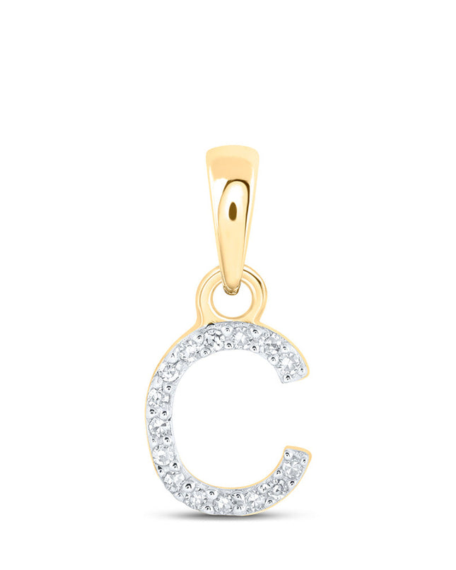 10kt Yellow Gold Womens Round Diamond C Initial Letter Pendant .03 Cttw
