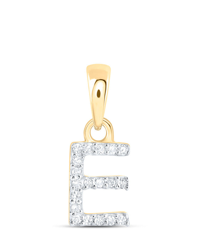 10kt Yellow Gold Womens Round Diamond E Initial Letter Pendant 1/20 Cttw