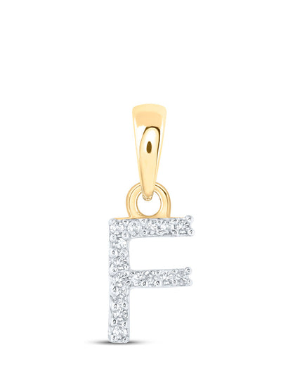10kt Yellow Gold Womens Round Diamond F Initial Letter Pendant .03 Cttw