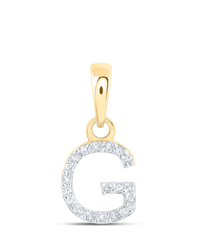 10kt Yellow Gold Womens Round Diamond G Initial Letter Pendant 1/20 Cttw