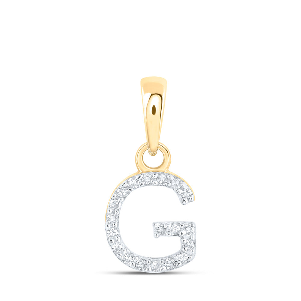 10kt Yellow Gold Womens Round Diamond G Initial Letter Pendant 1/20 Cttw