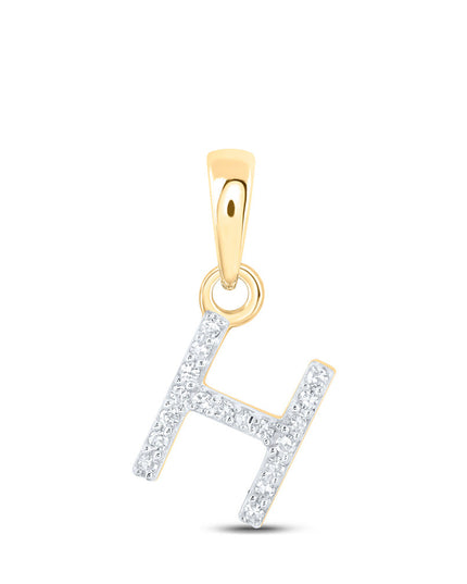 10kt Yellow Gold Womens Round Diamond H Initial Letter Pendant 1/20 Cttw