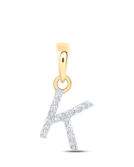 10kt Yellow Gold Womens Round Diamond K Initial Letter Pendant .03 Cttw