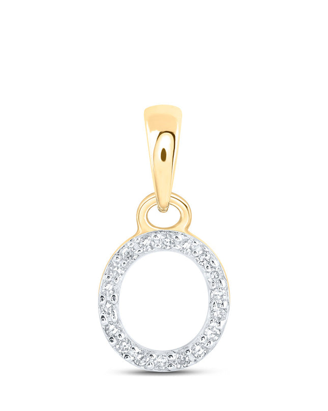 10kt Yellow Gold Womens Round Diamond O Initial Letter Pendant 1/20 Cttw