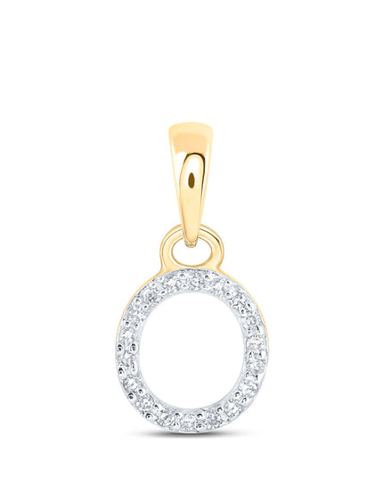 10kt Yellow Gold Womens Round Diamond O Initial Letter Pendant 1/20 Cttw