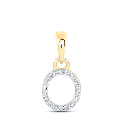 10kt Yellow Gold Womens Round Diamond O Initial Letter Pendant 1/20 Cttw