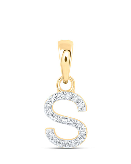 10kt Yellow Gold Womens Round Diamond S Initial Letter Pendant 1/20 Cttw