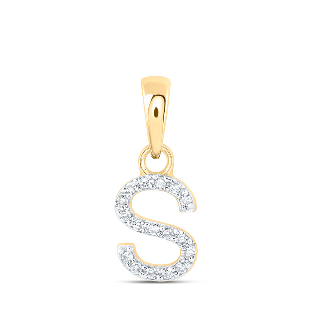 10kt Yellow Gold Womens Round Diamond S Initial Letter Pendant 1/20 Cttw