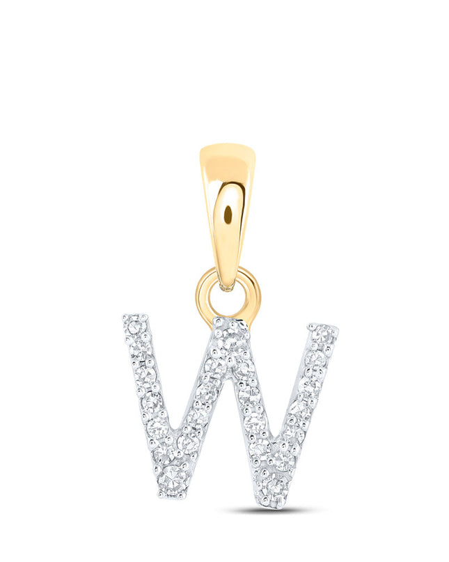 10kt Yellow Gold Womens Round Diamond W Initial Letter Pendant 1/20 Cttw