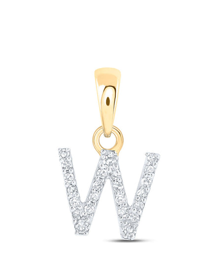 10kt Yellow Gold Womens Round Diamond W Initial Letter Pendant 1/20 Cttw