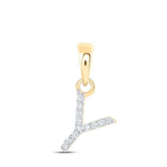 10kt Yellow Gold Womens Round Diamond Y Initial Letter Pendant .03 Cttw