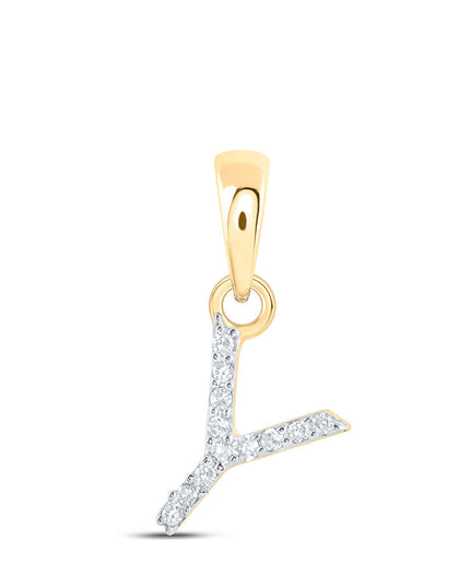 10kt Yellow Gold Womens Round Diamond Y Initial Letter Pendant .03 Cttw