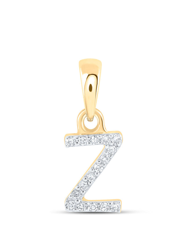 10kt Yellow Gold Womens Round Diamond Z Initial Letter Pendant .03 Cttw