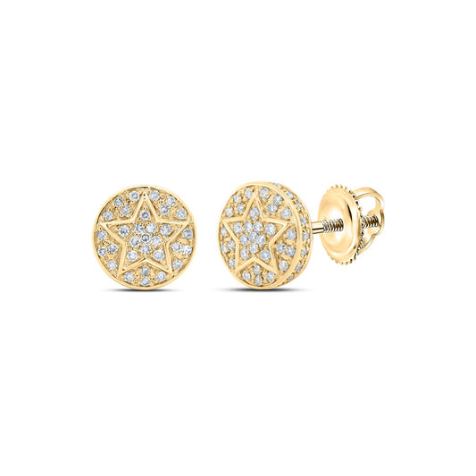 10kt Yellow Gold Round Diamond Star Earrings 1/4 Cttw