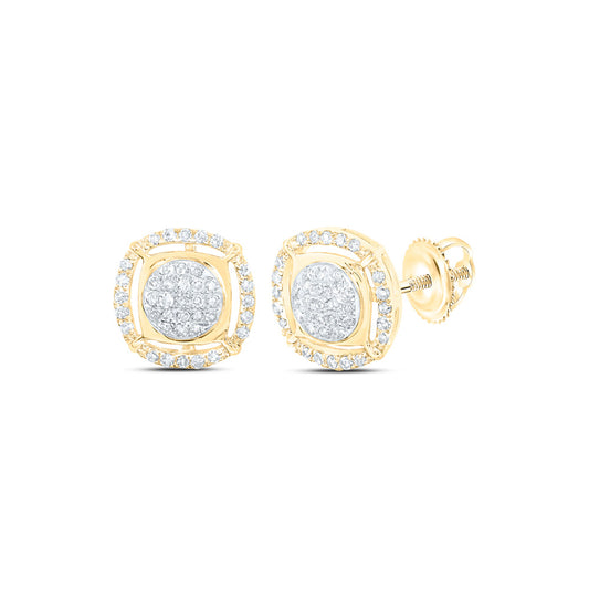 10kt Yellow Gold Womens Round Diamond Cluster Earrings 1/4 Cttw