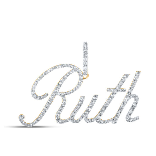 10kt Yellow Gold Womens Round Diamond RUTH Name Pendant 3/4 Cttw