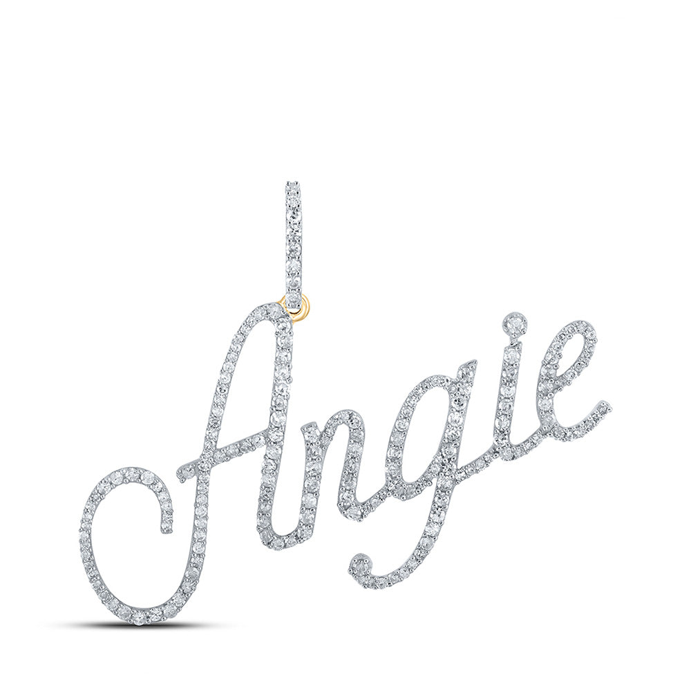 10kt Yellow Gold Womens Round Diamond ANGIE Name Pendant 3/4 Cttw