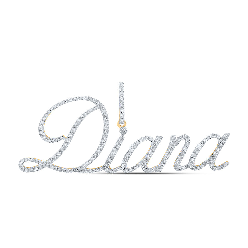 10kt Yellow Gold Womens Round Diamond DIANA Name Pendant 7/8 Cttw