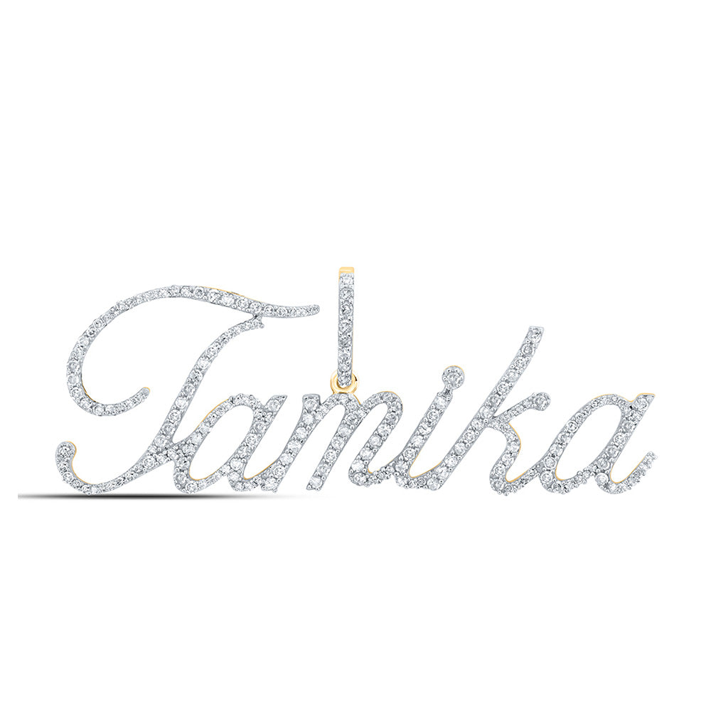 10kt Yellow Gold Womens Round Diamond TAMIKA Name Pendant 1 Cttw