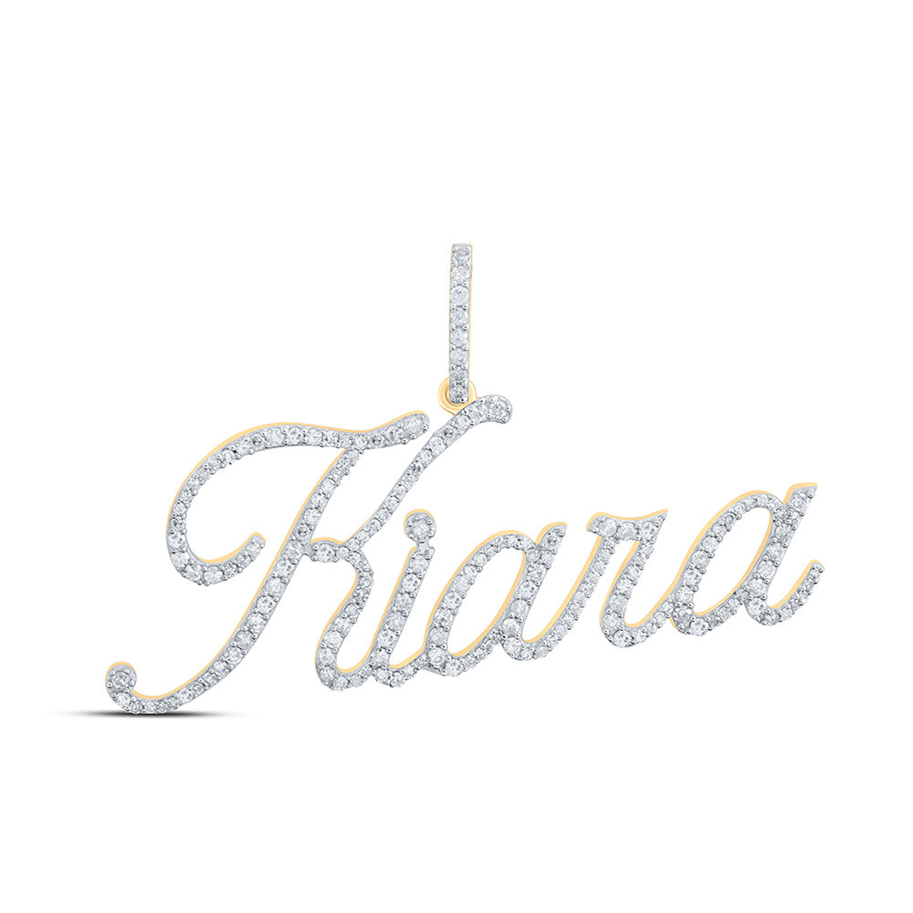 10kt Yellow Gold Womens Round Diamond KIARA Name Pendant 3/4 Cttw