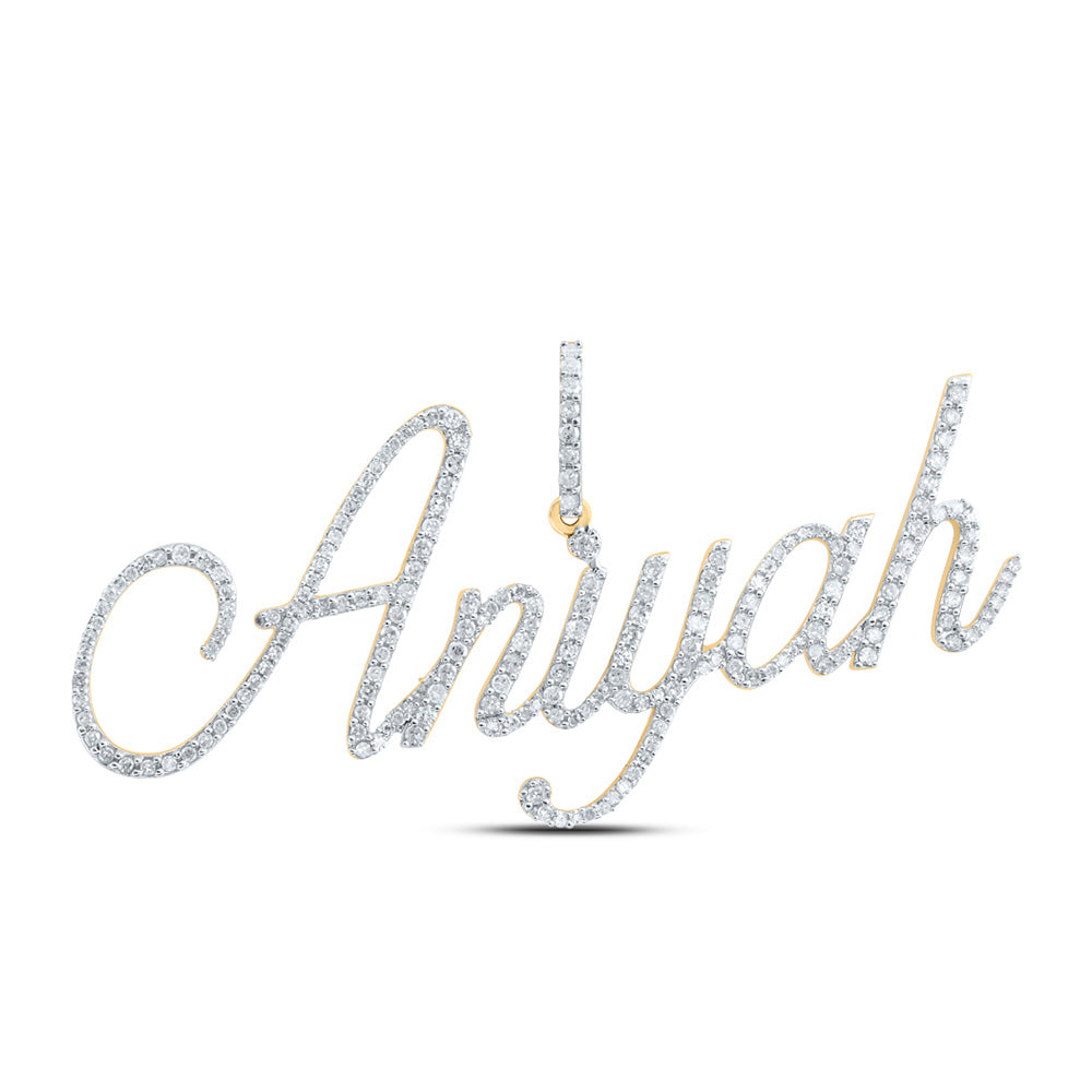 10kt Yellow Gold Womens Round Diamond ANIYAH Name Pendant 7/8 Cttw