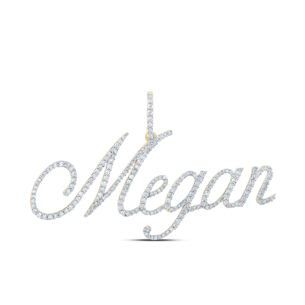 10kt Yellow Gold Womens Round Diamond MEGAN Name Pendant 1 Cttw